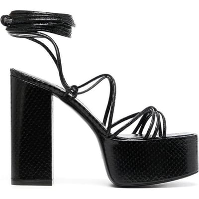 Nieuwe Zomer Kruis-Geknoopte Sandalen Dames Sexy Dikke Hoge Hakken Plateau Schoenen Dames Mode Ronde Neus Feest Sandalias De Las Mujeres 43 black
