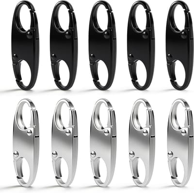 Hangers voor Ritsen, Set van 10, Anti-Diefstal Sloten voor Rugzakken, Bagage en Handtassen, Reisaccessoires in Zwart en Zilver