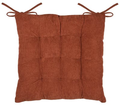 Stof Textile stoelkussen Dandy - wijnrood - 38 x 38 x 5 cm - touwtjes sluiting - zitkussens - binnen/buiten