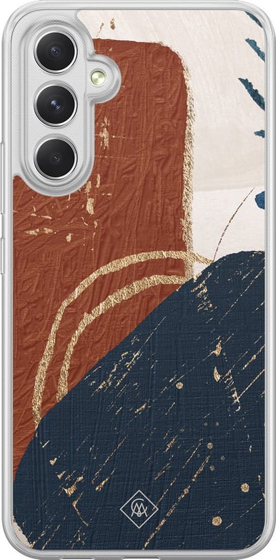 Casimoda® hoesje - Geschikt voor Samsung Galaxy A54 - Abstract Terracotta - 2-in-1 case - Schokbestendig - Geometrisch patroon - Verhoogde randen - Multi, Transparant