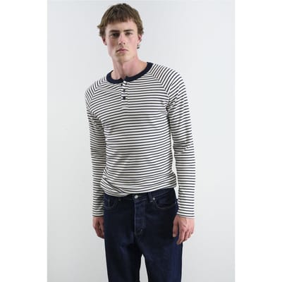 Slim Fit Gestreepte Knopkraag T-shirt