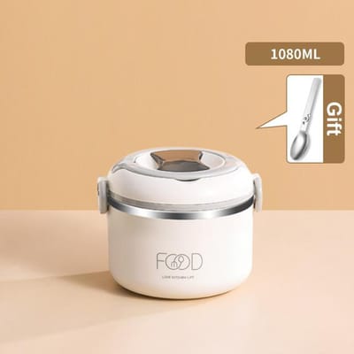 Roestvrij staal draagbare lunchbox Kids School Office Multilayer thermische Bento Box Student grote capaciteit voedselopslagcontainer white