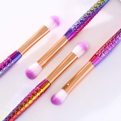 Rainbow Fish Oogschaduwkwast - Kleurrijke Fishtail Oogschaduwkwast - Schoonheidskwast - Zeemeermin Fishtail Makeup Brushes - Professionele Oogschaduw - Gezicht Contour - Foundation Kwast