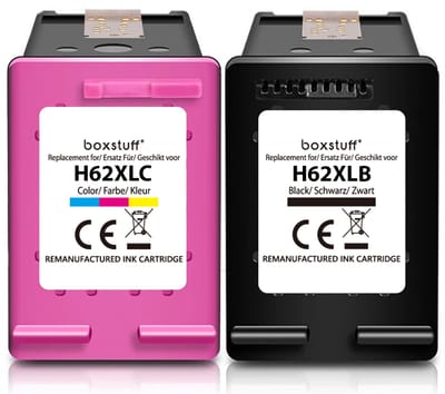 Boxstuff Inkt geschikt voor 62 XL - (C2P05AE + C2P07AE) Compatibel met HP 62 / 62XL - Inkt Cartridge 2-pack voor HP Envy 5640 / 5644 / 7640 / 7644 OfficeJet 5740 / 5742 / 200 / 250 - Pack Kleur en Zwart