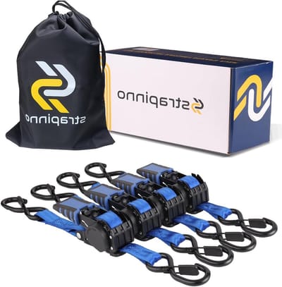 Intrekbare Ratelbanden - Spanbanden Set - Lading Zekeren - Automatisch Intrekbaar - 4x 180 cm - Blauw