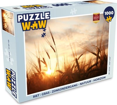 Puzzel Riet - Gras - Zonsondergang - Natuur - Horizon - Legpuzzel - Puzzel 1000 stukjes volwassenen