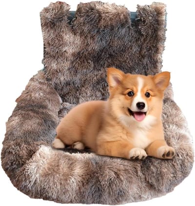 Huisdier Autostoel - Reisbed Honden - Veilig Reizen - Wasbaar Ontwerp - 34x26x18 cm - Donkere Koffie