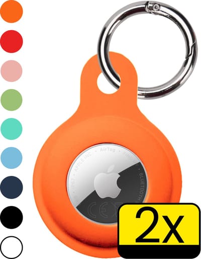 Hoesje Geschikt voor Apple AirTag 2e generatie Hoesje Sleutelhanger Houder - Siliconen Hoesje Geschikt voor Apple AirTag 2 Hoesje - Oranje - 2 Stuks