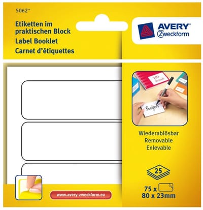 Etiketten in blok 80x23mm Verwijderbaar 75x stuks
