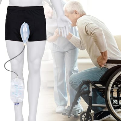 Draagbare Urine Bag - Urineopvangzak - Siliconen Urineopvangbakje - 2 Urineopvangzakken - Eenvoudige Vloeistofafvoer - voor Bedlegerige Mannen - Zwart