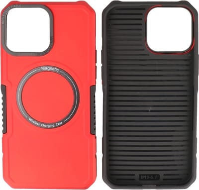 Hoesje Geschikt voor de iPhone 15 Pro - Schokbestendige Telefoonhoesje Geschikt voor MagSafe - Rood