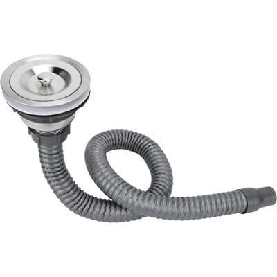 Bouchon de vidange de baignoire en acier inoxydable, grande taille, attrape-cheveux, ensemble de crépine de vidange avec tube gray