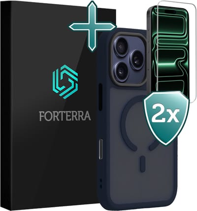 Hoesje Met 2x Screenprotector - Geschikt voor Apple iPhone 17 Pro - Magsafe Compatible - Sterk & Shockproof - Shock Proof Case - Back Cover - Telefoon Hoes - Donkerblauw