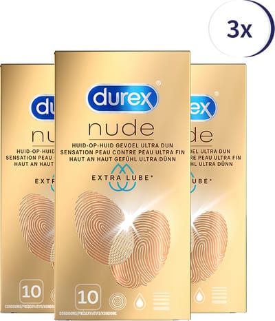 Durex Condooms Nude Extra Lube 10st - 3 Stuks - Voordeelverpakking