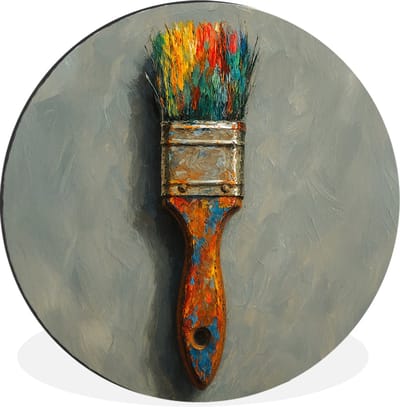 WallCircle - Wandcirkel - Muurcirkel - Verf - Kwast - Schilderij - Aluminium - Dibond - 30x30 cm - Binnen en Buiten