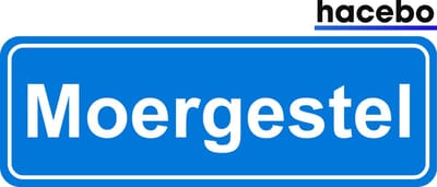 Hacebo - Plaatsnaam Sticker - 29x10 CM - Moergestel sticker - Verkeersborden sticker - grappige cadeaus - Moergestel