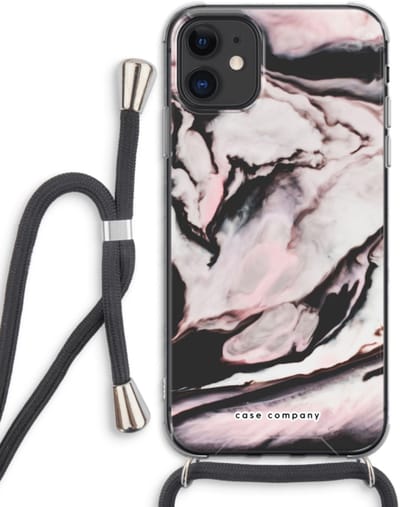 Case Company® - Hoesje met koord geschikt voor iPhone 11 hoesje met Koord - Roze stroom - Telefoonhoesje met Zwart Koord - Bescherming aan alle Kanten en Over de Schermrand