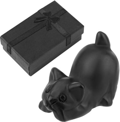 Zwarte Obsidiaan, Kattenbeeldje Mini Geluksbeeldje Kattenbeeldjes Huisdecoratie Stenen Kittenbeeldje Sculptuur voor Bureau Leuke Decoratie Cadeau voor Kittenliefhebbers Mannen Vrouwen
