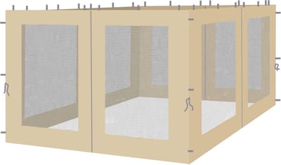 Zandkleurige Zijwanden met Muggennet voor Tuinpaviljoen 3 x 3 m