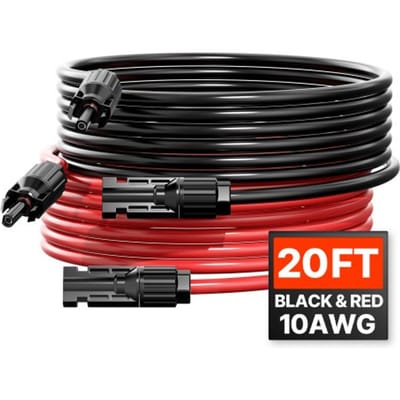 VEVOR 2x Solarkabel verlengkabel vrouwelijke/mannelijke connectoren 10AWG/6 mm² 6,1m