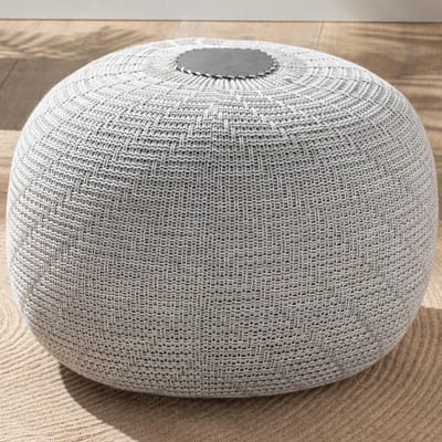 Ronde Gebreide Poef - Boho Zitkussen voor Woonkamer en Slaapkamer 37 x 50 cm