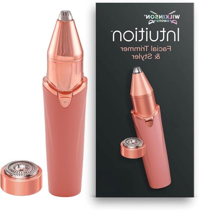 Gezichtshaartrimmer en Styler - Wenkbrauwtrimmer Ontharingsapparaat - Gezichtshaar Verwijderen - 2-in-1 Precisie Styling - Inclusief 1 AA Batterij - Wit