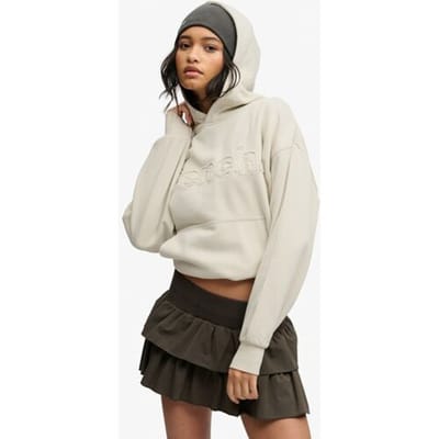 Superdry Bench Oversized Applique Hoodie Crème Grootte: 1SIZE