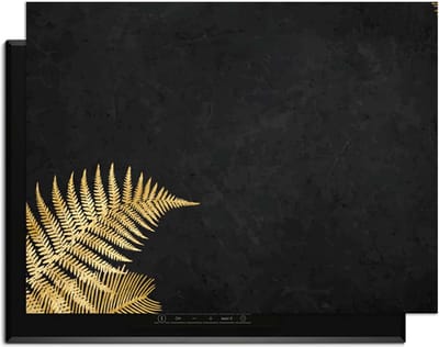 KitchenArt - Golden Fern Touch – Inductie Beschermer - 80x52 cm - Kookplaat Beschermer - Luxe Afdekplaat Inductieplaat - Anti-slip & Oprolbaar - Beschermmat Inductiekookplaat