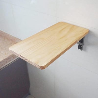 Opklapbare Wandtafel - Hout Werkblad - Ruimte Besparen - Massief Hout - 70x40cm - Natuurlijk Hout