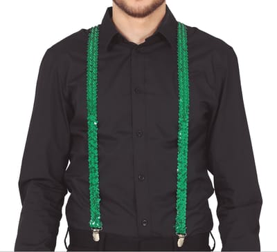 Boland party Carnaval verkleed bretels - pailletten groen - heren/dames - verkleedkleding accessoires