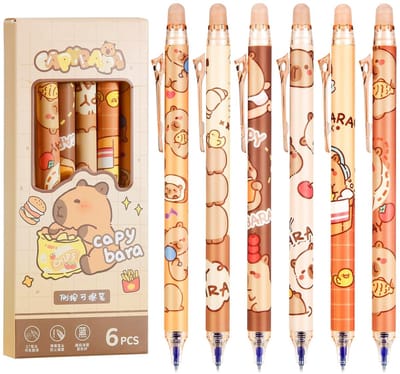 Dailygoods- Gelpen 0,5 mm - 6 Stuks - Uitwisbaar - Schattige Dieren - Sneldrogende Inkt - Kantoor/Schoolbenodigdheden - Schrijfpennen