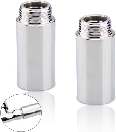 Set van 2 Tap Extensies 1/2 Inch x 60 mm - RVS Verbinding voor Verwarming en Installatie DN15 Draad