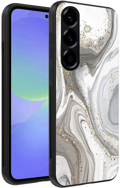 Smartphonica Telefoonhoesje Geschikt voor Samsung Galaxy A36 met marmer opdruk - TPU backcover case marble design - Zilver geschikt voor Samsung Galaxy A36