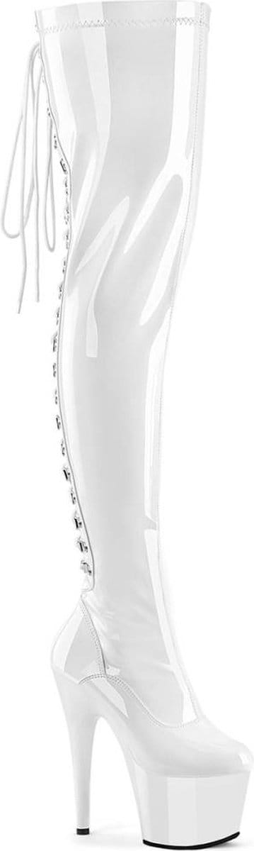 Pleaser - ADORE-3063 Plateau Overknee Laarzen - US 11 - 41 Shoes - Wit