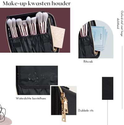 Aurixi® Visagie Koffer - Cosmetica Koffer - Kapperskoffer - Zwart
