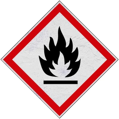 GHS02 ontvlambare stoffen bord | Forex Re materiaal | 20 x 20 cm