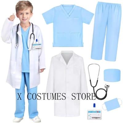 Kinder Dokter Cosplay Verpleegster Kostuum Verpleegster Pak Arts V-hals Chirurgisch Pak Jongens Meisjes Halloween Feest Epidemie Rol Kleding 110cm&Doctors Nurse white