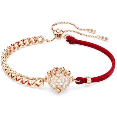 Swarovski Draak en Feniks Klauw Ontwerp Imitatie Kristal Roségoudkleur Katoenen Koord Armband Damesarmband Rood 5675841 Shopping Bag beige