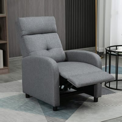 STILVORA Relaxfauteuil 67 X 87 X 98 Cm - Handmatig Verstelbaar Tot 155 Graden Met Uitschuifbare Voetsteun - Voor Woonkamer - Stof Grijs