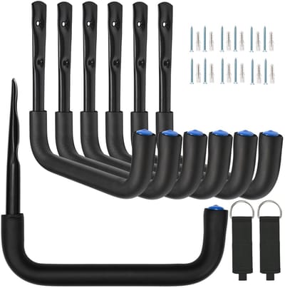 JHUBERS- Opberghaak 24cm - Heavy Duty - Wandbeugel - Garage Hanger - Tuin Gereedschap - 6 Pack - Tot 30 kg belastbaar - Opberghaken