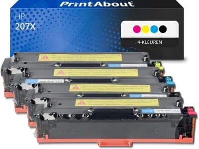 PrintAbout huismerk Toner 207X (W2210/11/12/13X) 4-kleuren Multipack Hoge capaciteit Geschikt voor HP