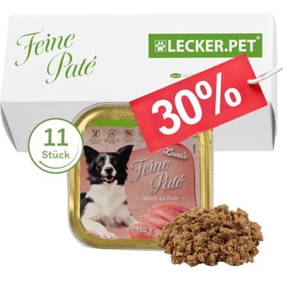 11 x 150 g Lecker.Pet® Luna's Feine Paté Reich an Pute hondenvoer natvoer compleet voer