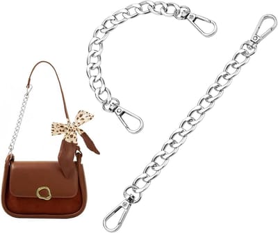 2 Stuks Korte Tas Kettingriem, 8 Inch Zilveren Aluminium Crossbody Riem met Draaihaak voor Tasvervanging en DIY Handgemaakte Tassen
