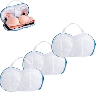 Wasmachine Zakken - Ondergoed Beschermers - Zachte Was - Verborgen Ritssluiting - 3 Stuks 30x20cm - Wit