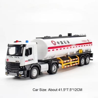 1:24 Container Vrachtwagen Model Miniatuur Speelgoed Legering Diecast Kiepwagen Tankwagen Voertuig Modellen Geluid Licht Deuren Geopend Voor Kinderen Cadeaus