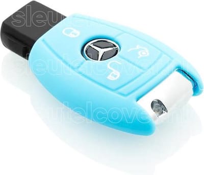 Autosleutel Hoesje geschikt voor Mercedes - SleutelCover - Silicone Autosleutel Cover - Sleutelhoesje Lichtblauw