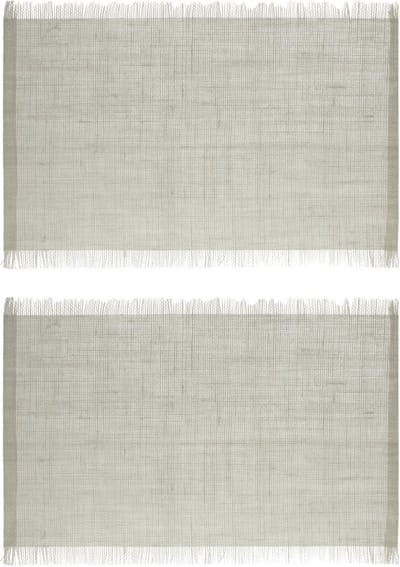 Secret de Gourmet Jute tafel placemat - Set van 4x stuks - lichtgrijs - 45 x 30 cm - Onderleggers - met rafels