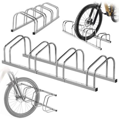 KADAX Fietsenrek voor 4 fietsen, geschikt voor montage op vloer of muur, fietsstandaard van gegalvaniseerd staal, voor banden tot 65 mm breed, fietsenhouder