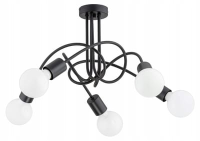 Zwarte Loft Platte lamp LUPO 5x E27