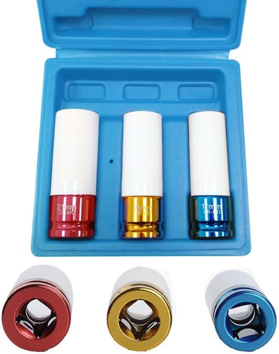 ACXIN Slagmoerdoppenset 1/2" - 3-delig 17 19 21 mm Wielmoer Doppen met Velgbescherming - Impact Doppenset